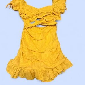 Sunny Yellow Backless Ruffle Dress